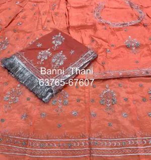 Bember Satin Pure Odhna Zardosi Handwork Poshak