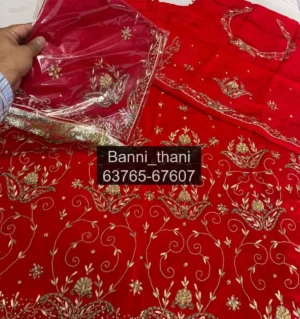 Bember Satin Pure Odhna Zardosi Handwork Poshak
