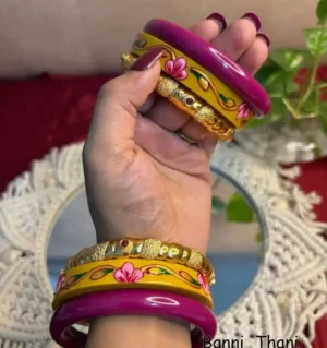 Rajputi Bur Dhalu Chura With Gold Polish Aanwla