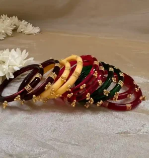 Combo of crystal seep ghungroo bangle 5 colors
