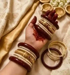Rajputi bur chura with gold polish aanwla